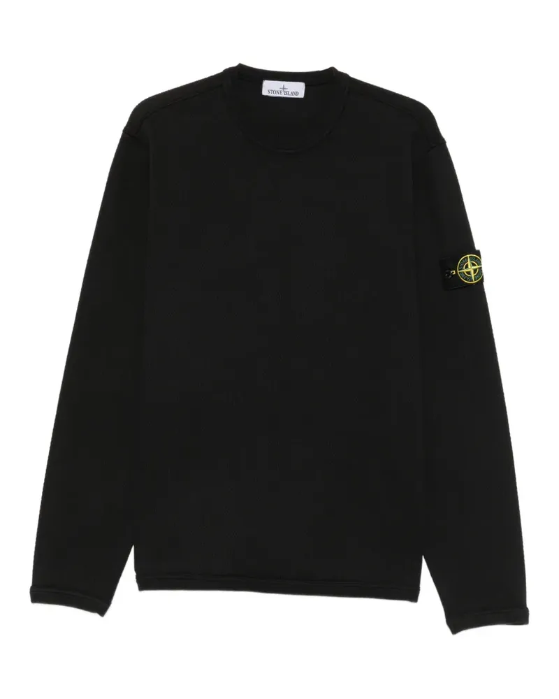 Stone Island Geripptes Sweatshirt mit Logo-Patch - Schwarz Schwarz