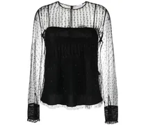 Semi-transparente Tüllbluse - Schwarz