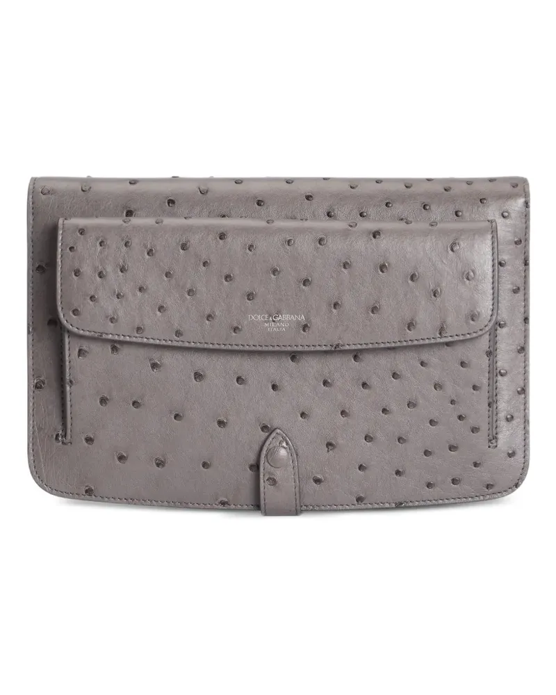 Dolce & Gabbana Clutch aus Straußenleder - Grau Grau