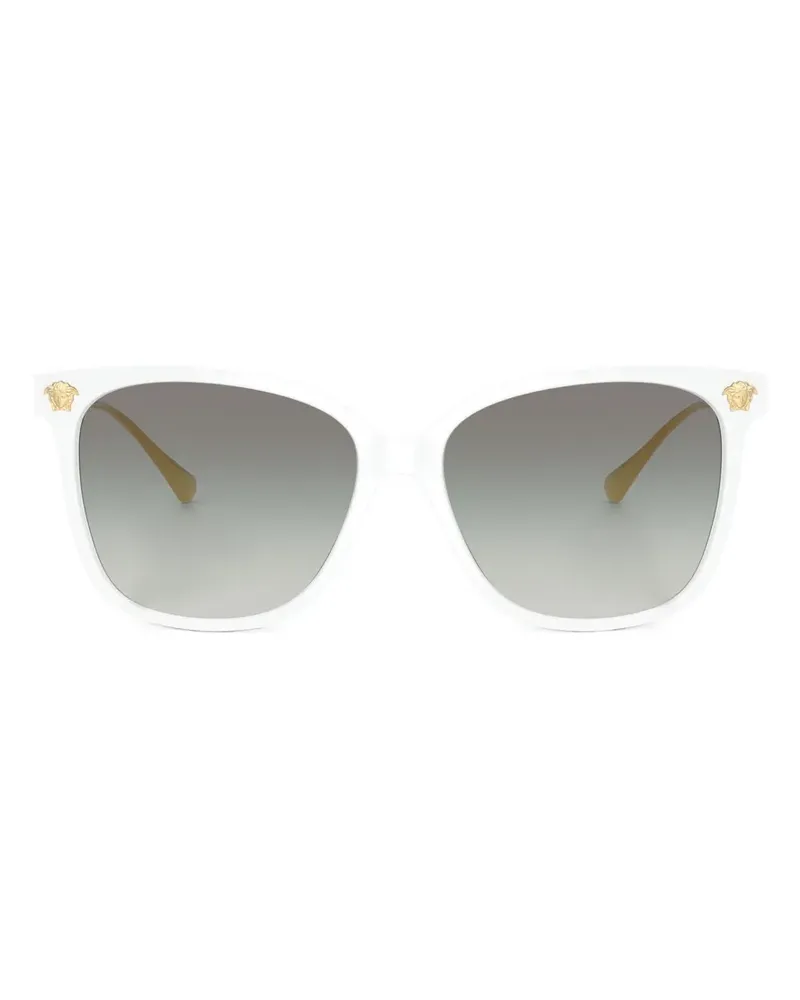 Versace Sonnenbrille mit geometrischem Gestell - Weiß Weiß