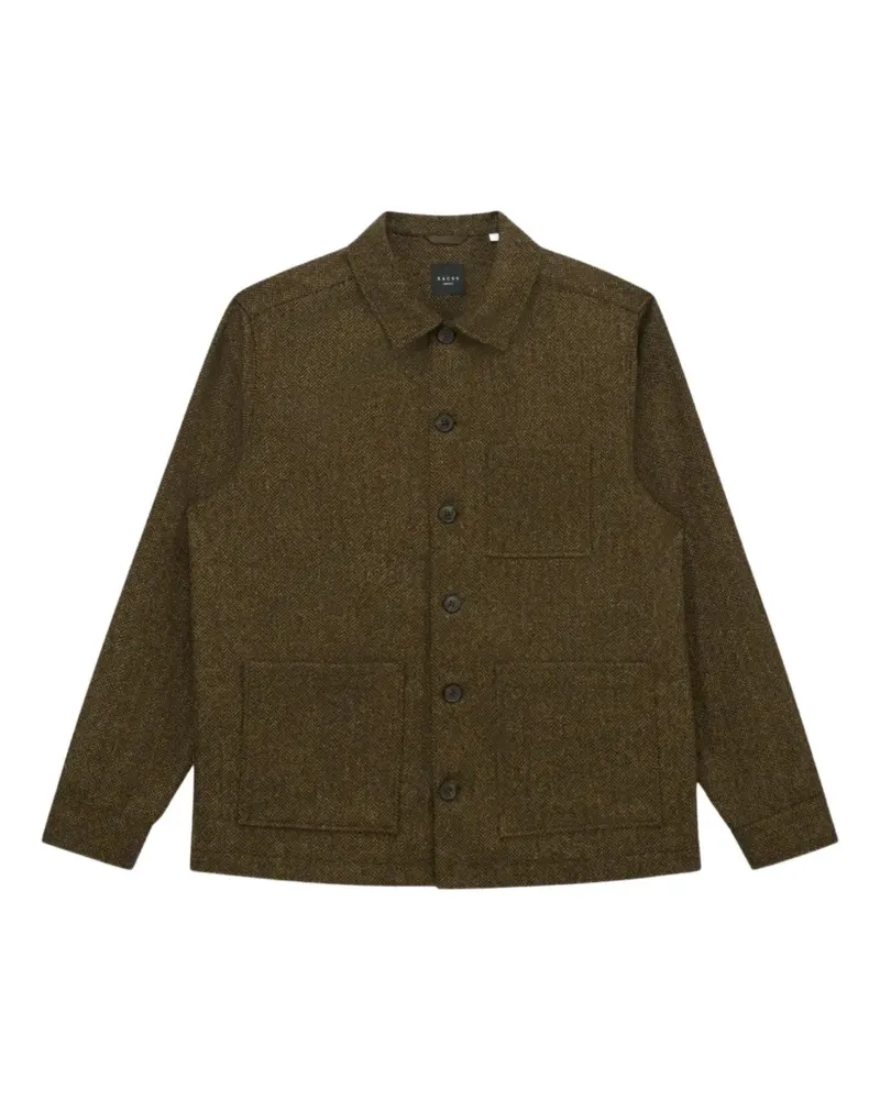 XACUS Woll-Hemdjacke mit Fischgrätenmuster - Braun Braun