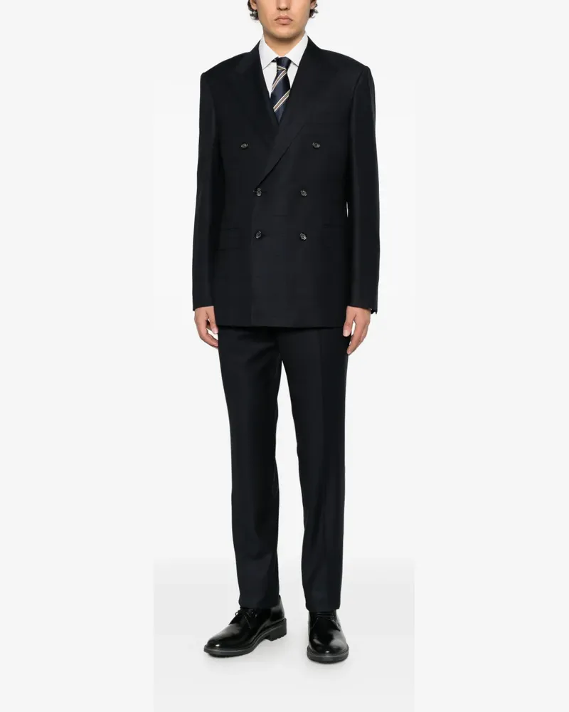 Canali check-pattern double-breasted suit - Blau Blau