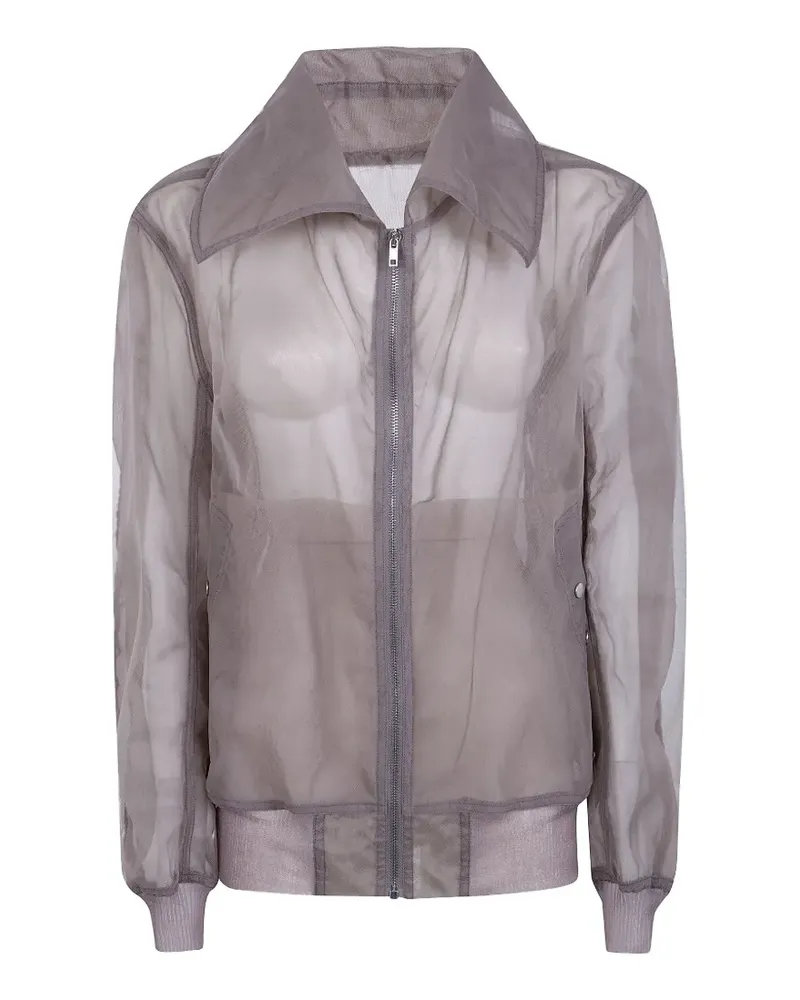 Rick Owens sheer mesh-panelled bomber jacket - Grau Grau