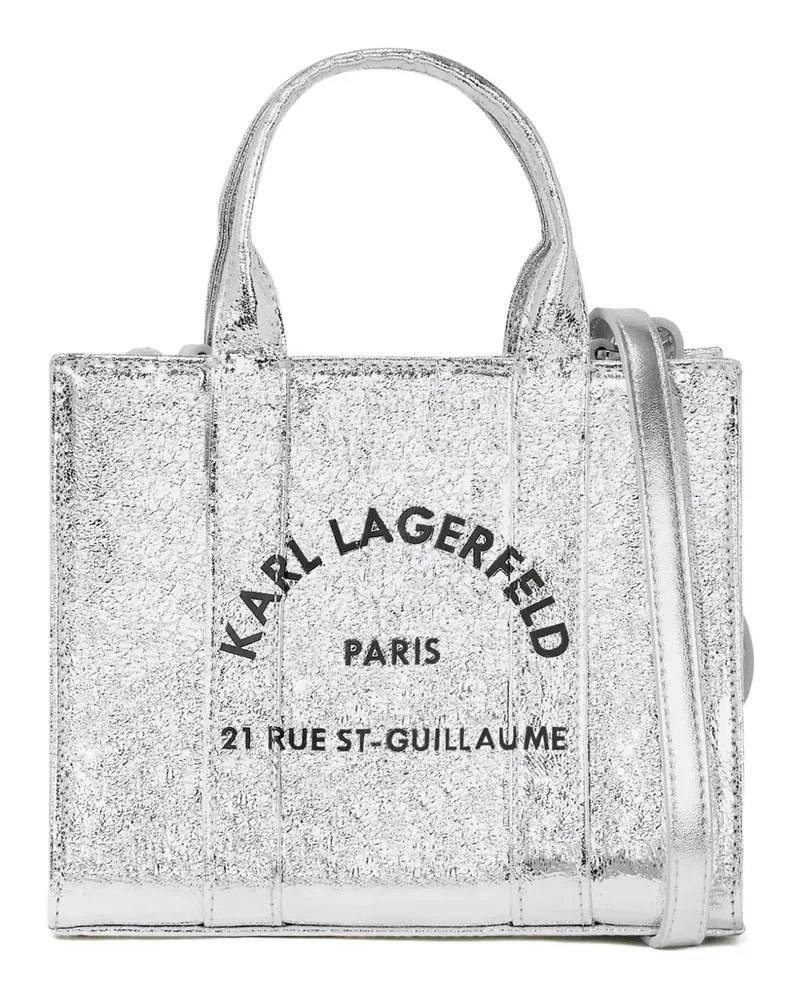 Karl Lagerfeld Mini Shiny Tote Bag in Knitteroptik - Grau Grau