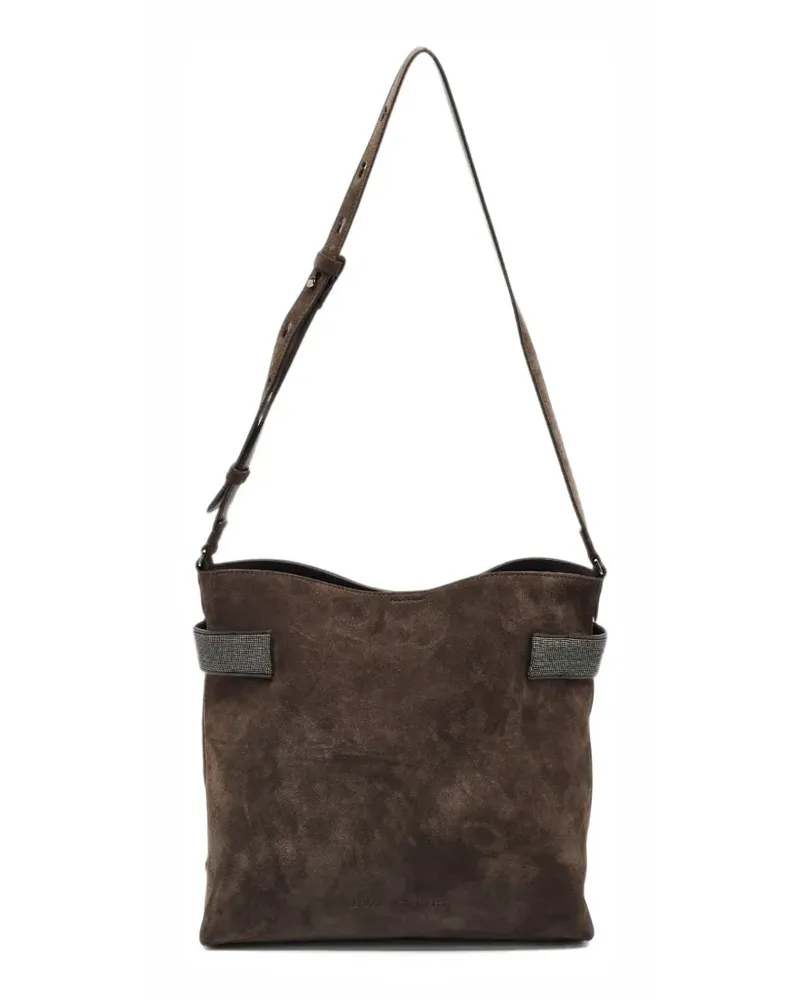 Brunello Cucinelli Essence suede shoulder bag - Braun Braun