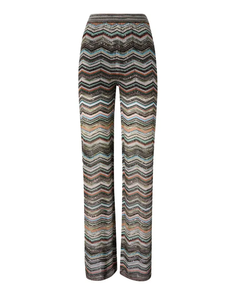Missoni Zigzag-knit sequin-embellished trousers - Schwarz Schwarz
