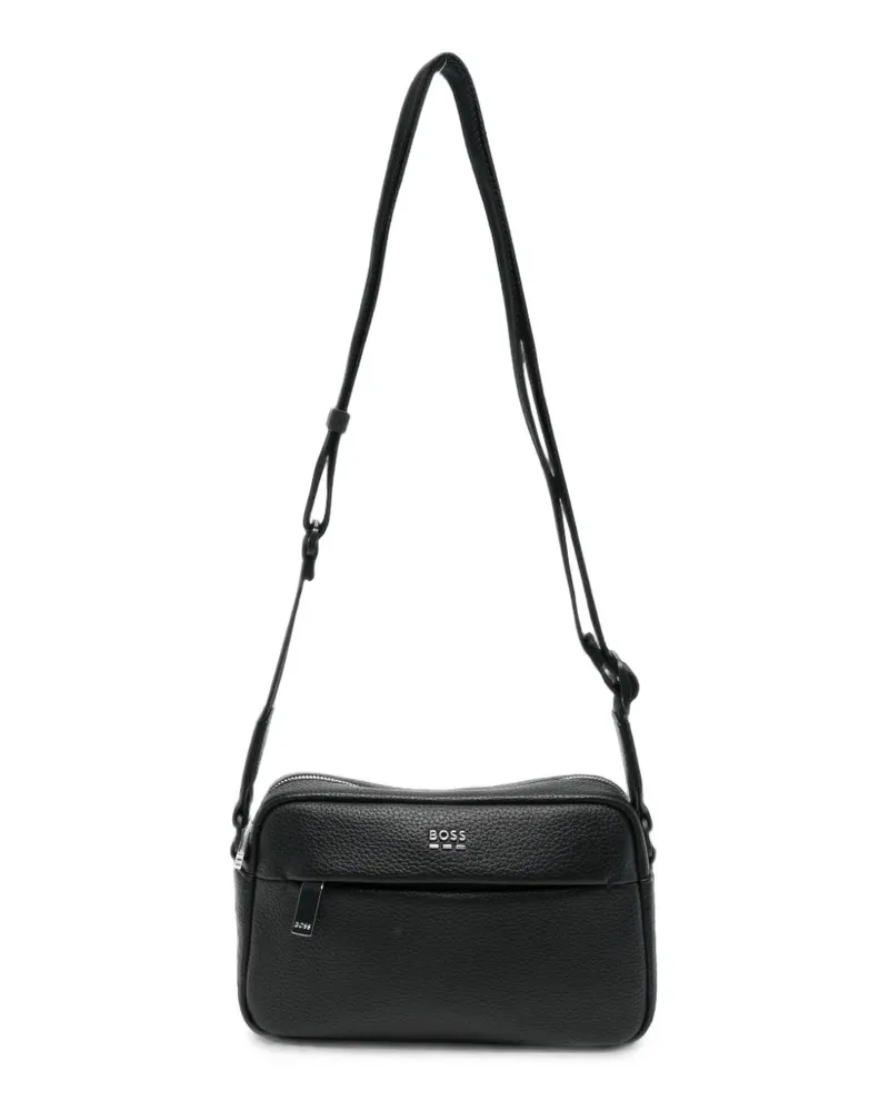 HUGO BOSS Ray grained-effect logo-plaque messenger bag - Schwarz Schwarz
