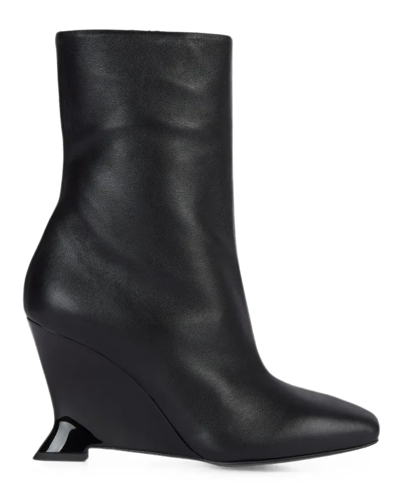 Balmain Wedge-Stiefeletten aus Glattleder - Schwarz Schwarz