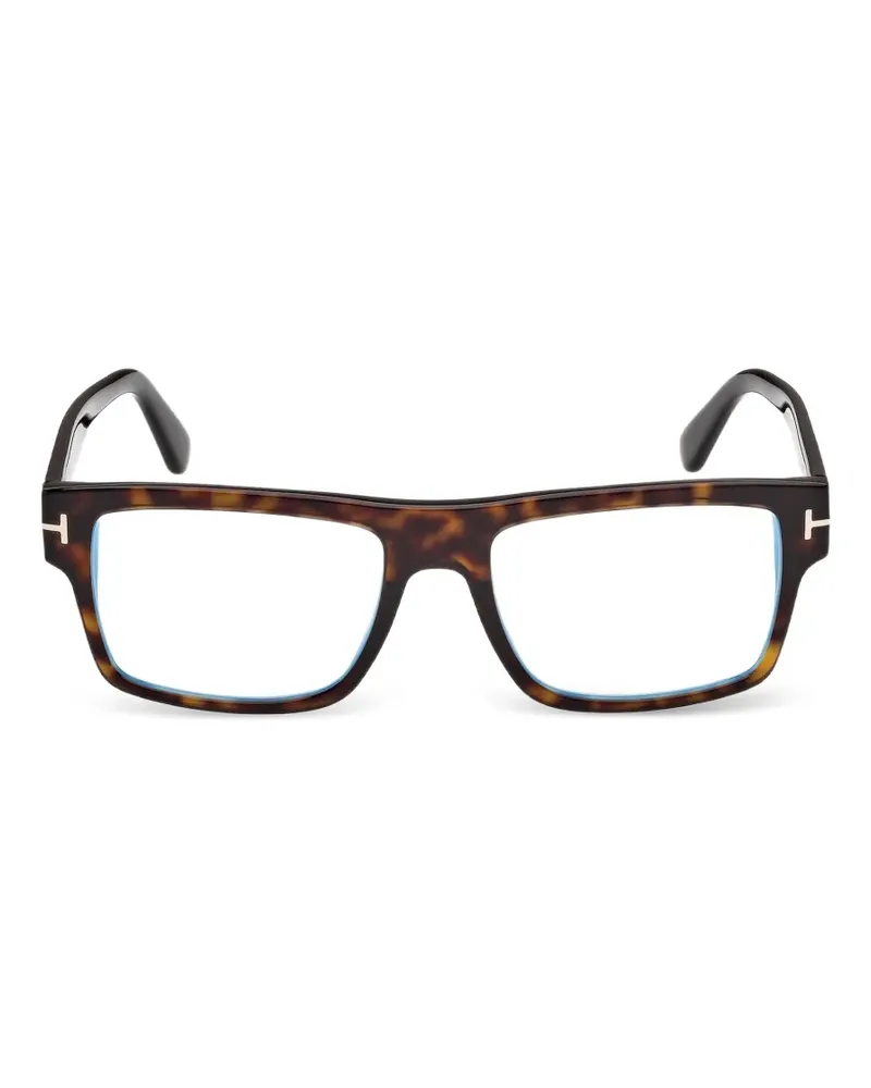 Tom Ford tortoiseshell-effect rectangle-frame glasses - Braun Braun
