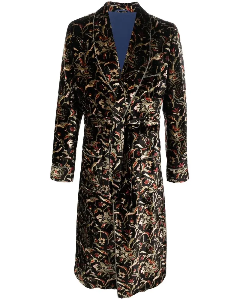 Etro Mantel mit Blumenmuster - Schwarz Schwarz
