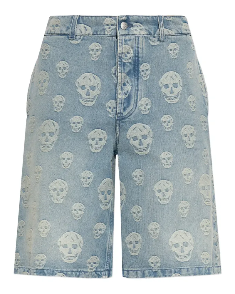 Alexander McQueen monogram denim shorts - Blau Blau
