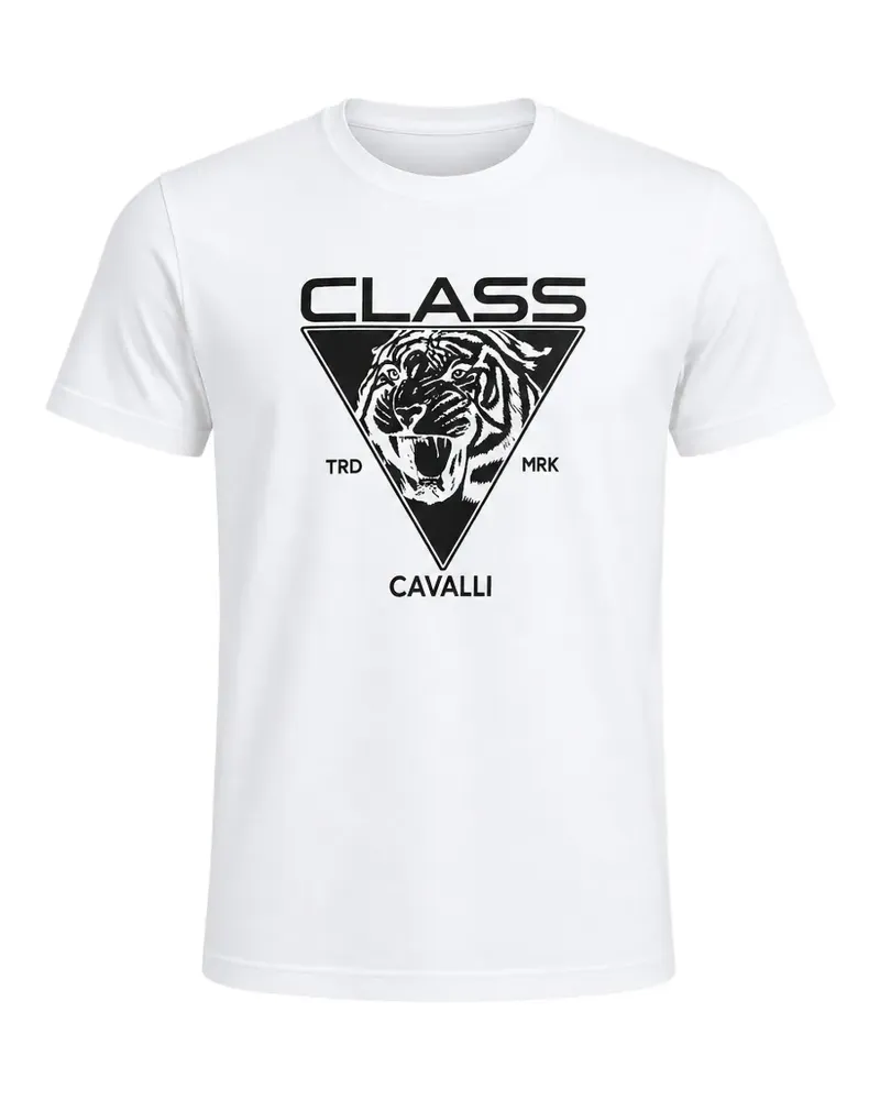 Roberto Cavalli tiger-head graphic-print T-shirt - Weiß Weiß