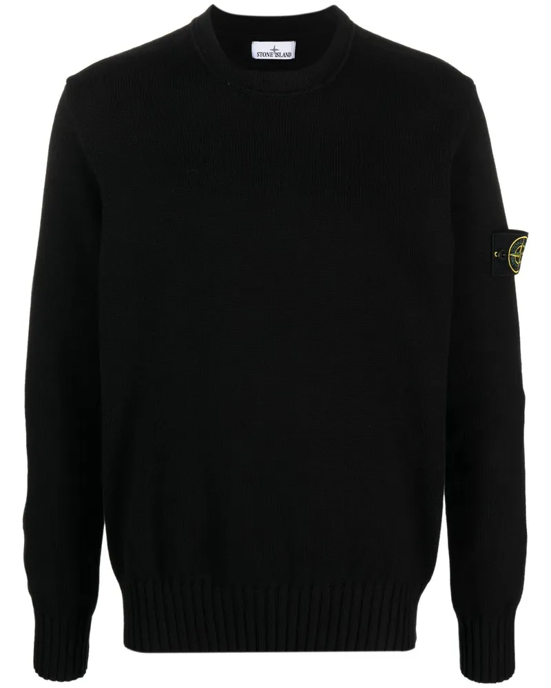 Stone Island Pullover mit Kompass-Patch - Schwarz Schwarz