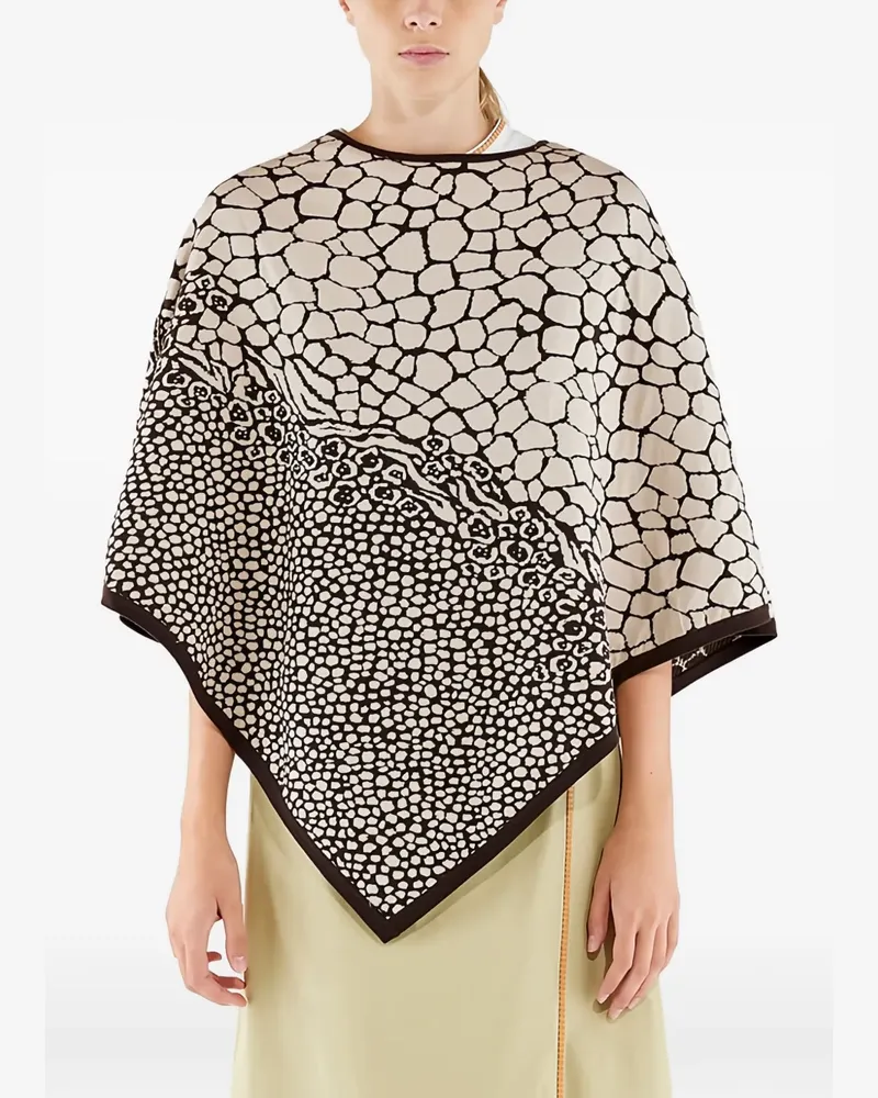 Ferragamo Poncho mit abstraktem Print - Nude Nude