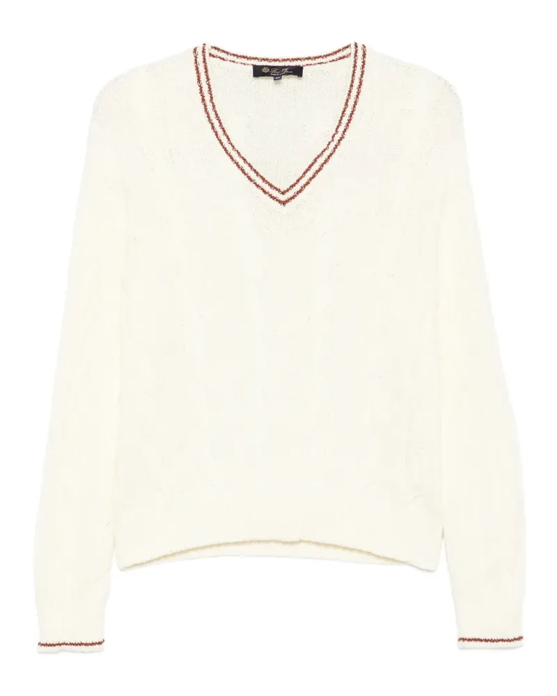 Loro Piana Augusta Pullover mit V-Ausschnitt - Nude Nude