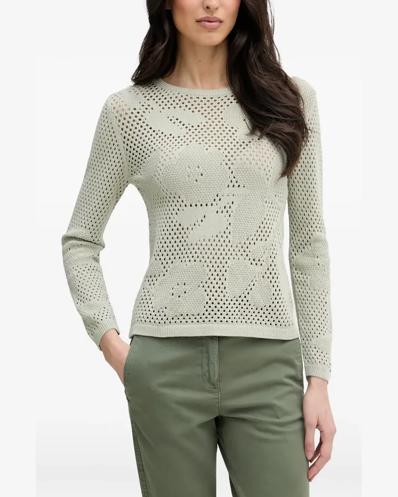 Benetton floral-intarsia open-knit sweater - Grün Grün