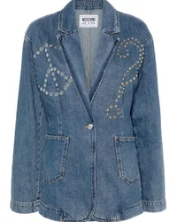 Moschino Jeansjacke mit Friedenszeichen Blau