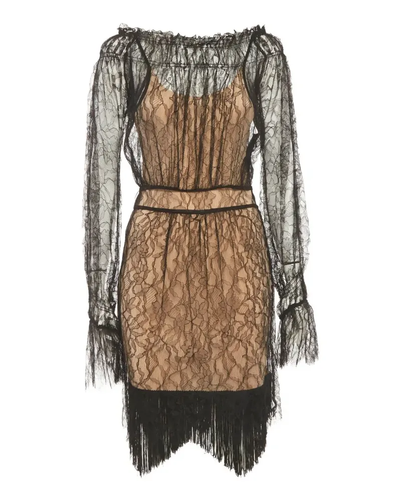 Roberto Cavalli lace off-shoulder mini dress - Schwarz Schwarz