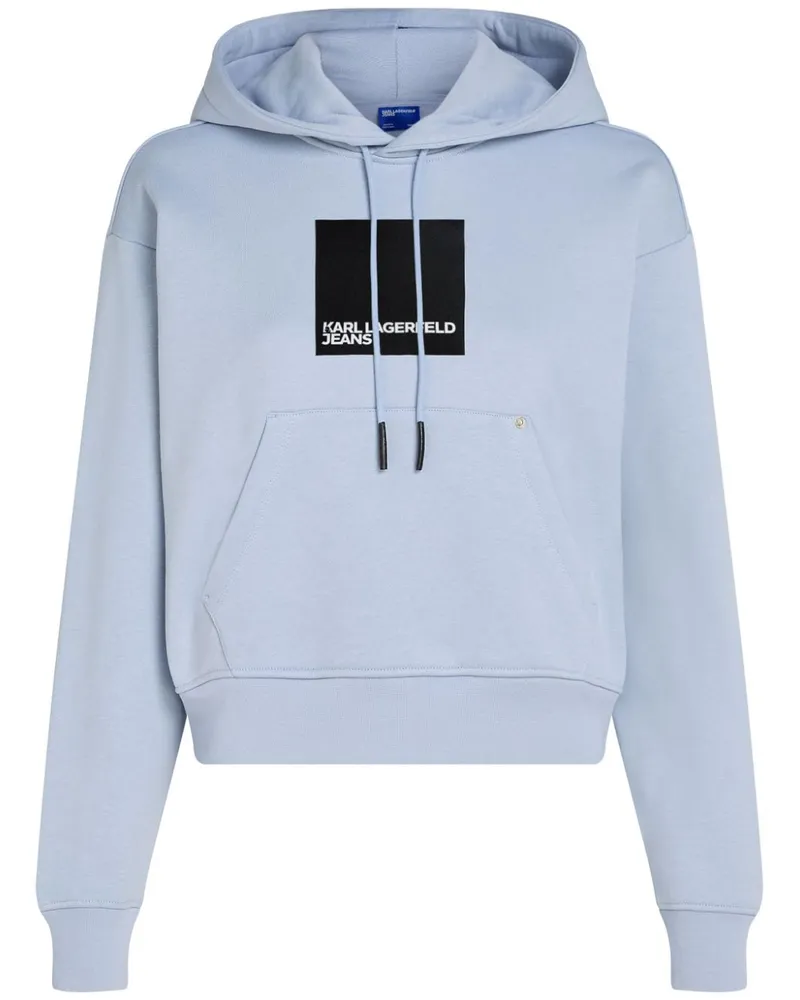 Karl Lagerfeld Hoodie mit Box-Logo-Patch Blau