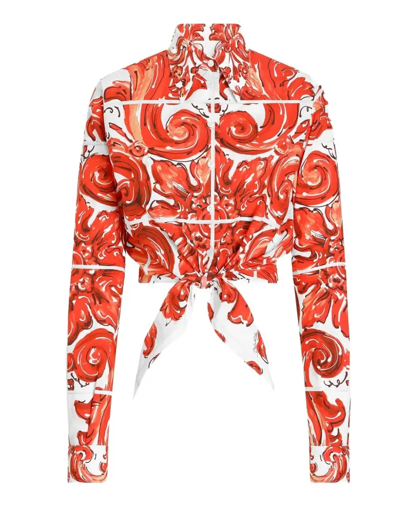 Dolce & Gabbana Popeline-Hemd mit Majolica-Print - Rot Rot