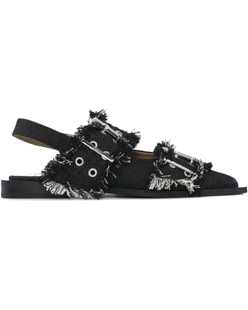 Ganni Ballerinas aus Denim - Schwarz Schwarz