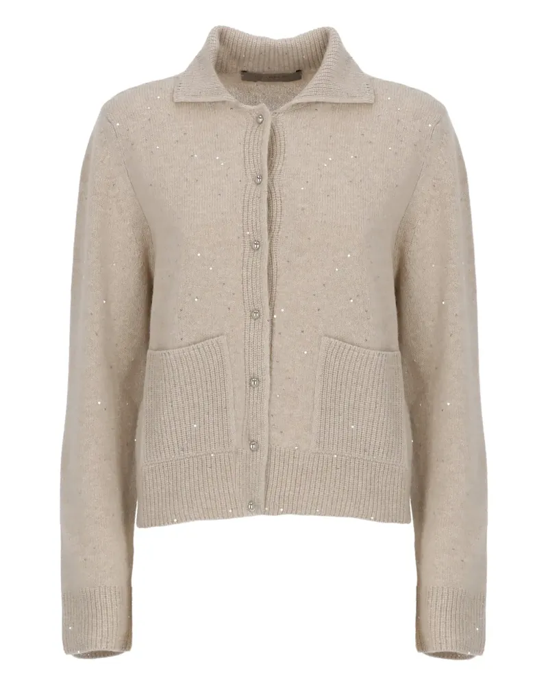 D.EXTERIOR paillettes welt-pocket cardigan - Nude Nude