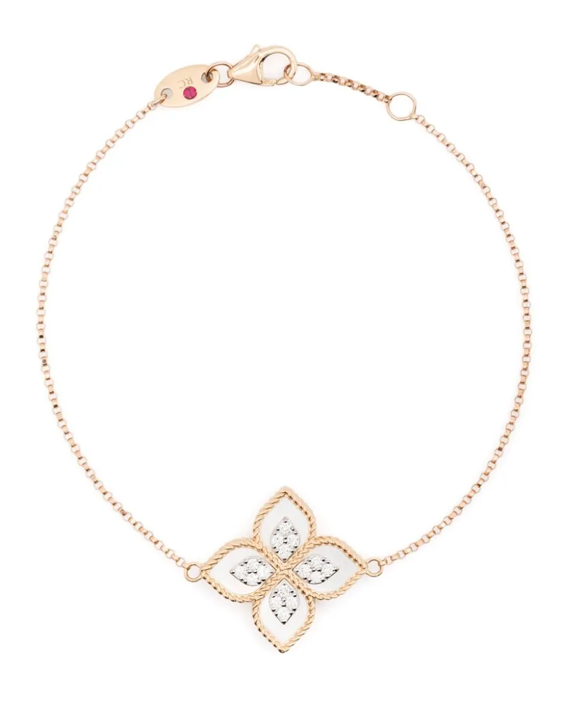 Roberto Coin 18kt Princess Flower Rotgoldarmband mit Diamanten Gold