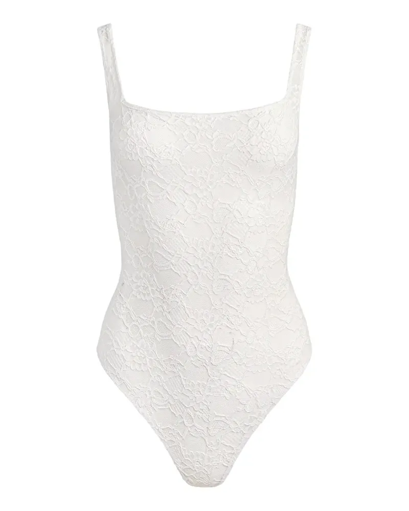 Alice + Olivia Annika lace square-neck bodysuit - Weiß Weiß