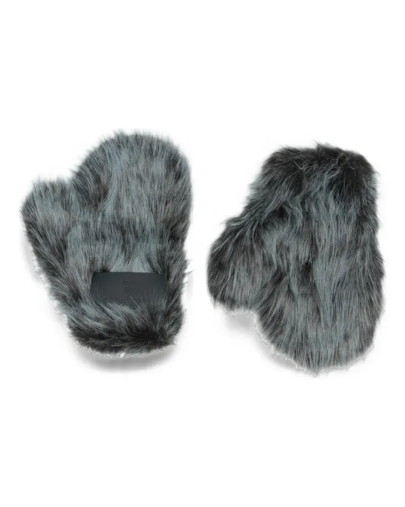 Patrizia Pepe faux-fur mittens - Blau Blau