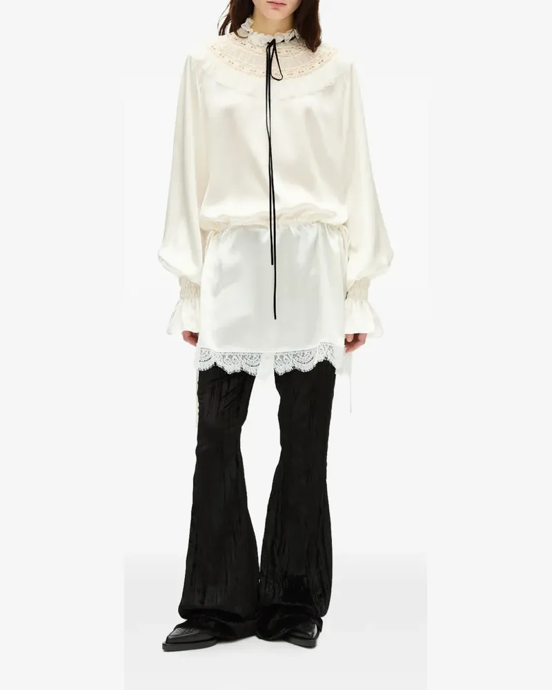 Ann Demeulemeester Kleid mit Spitzenbesatz - Weiß Weiß