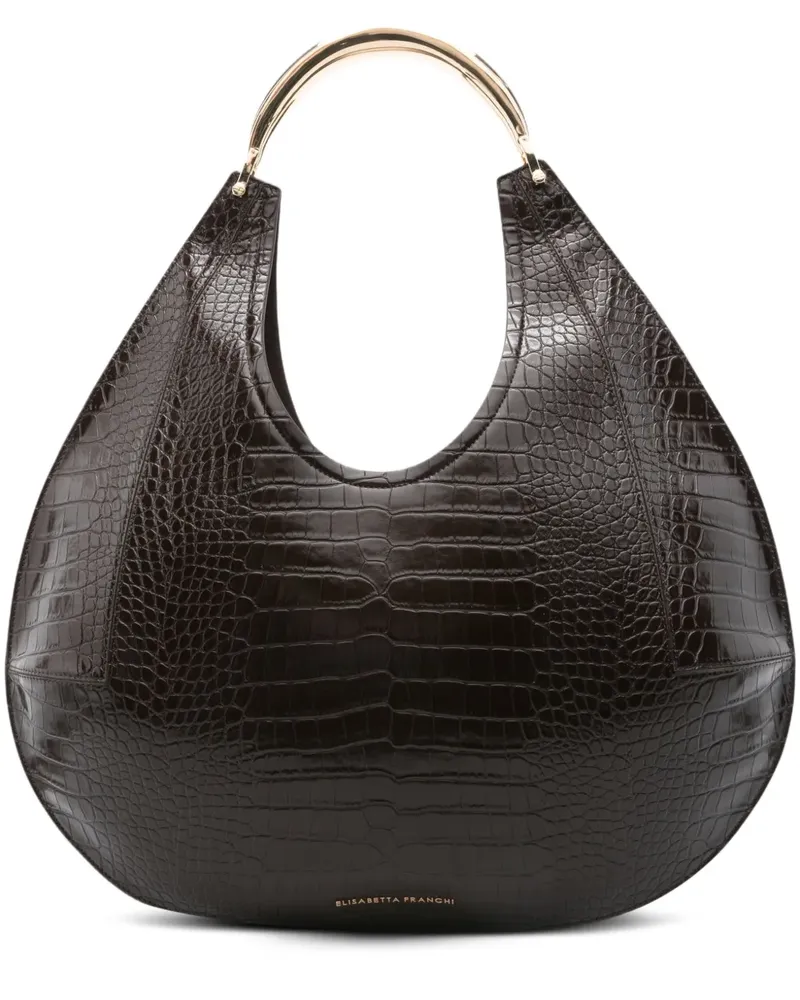 Elisabetta Franchi Große Hobo Schultertasche mit Schmuckgriff - Braun Braun
