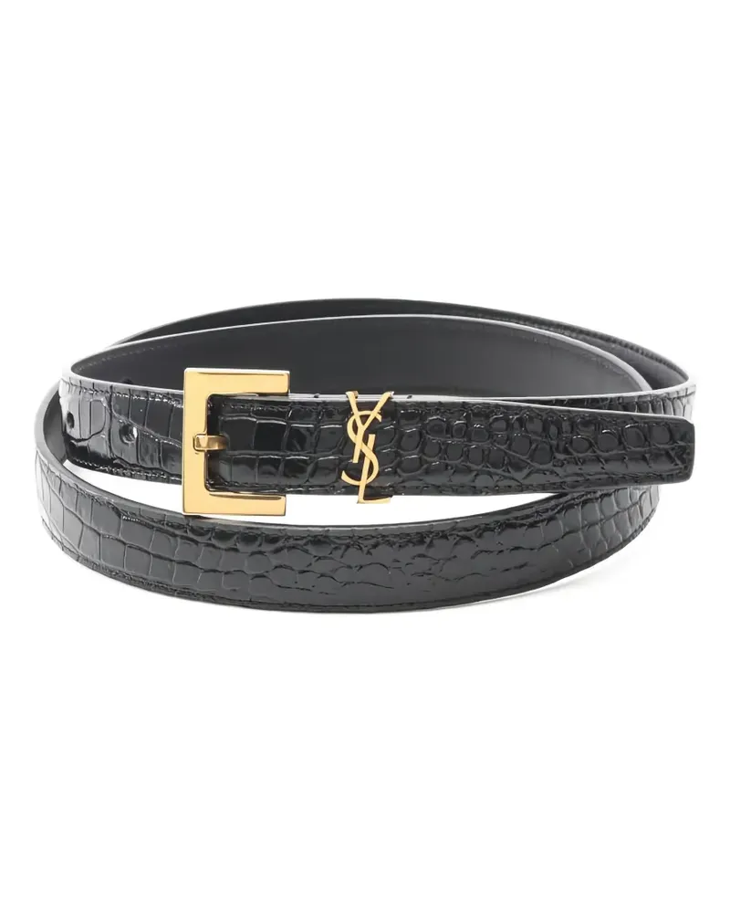 Saint Laurent Cassandre leather belt - Schwarz Schwarz