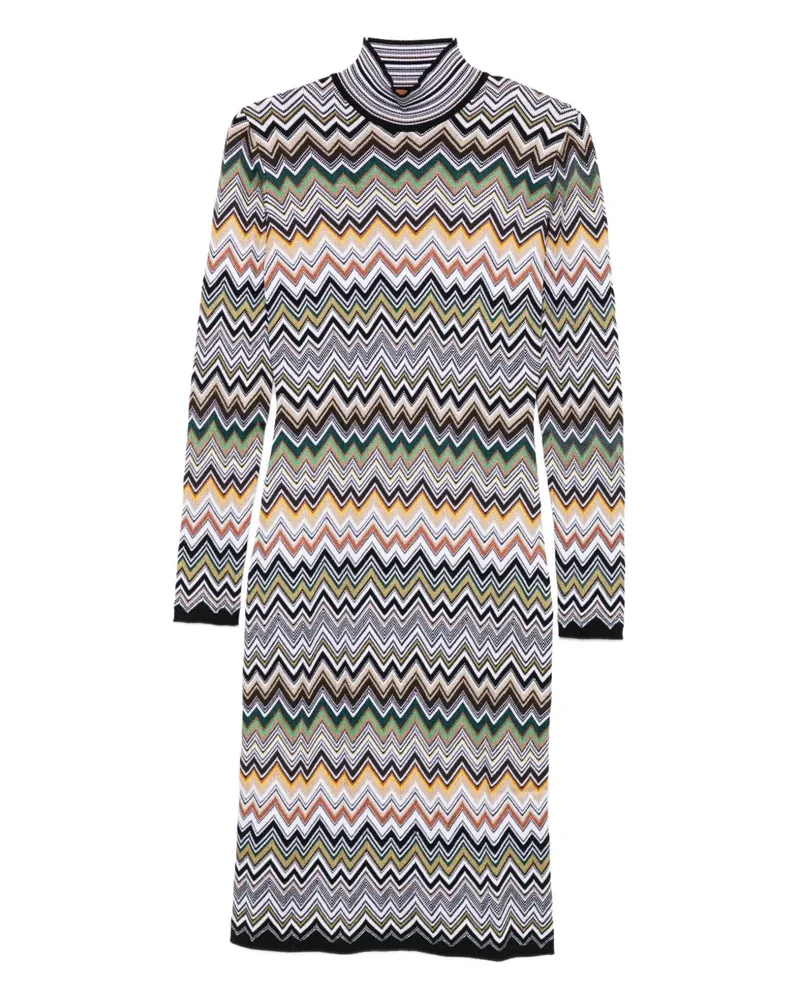 Missoni Stehkragen-Midikleid mit Zickzackmuster - Braun Braun