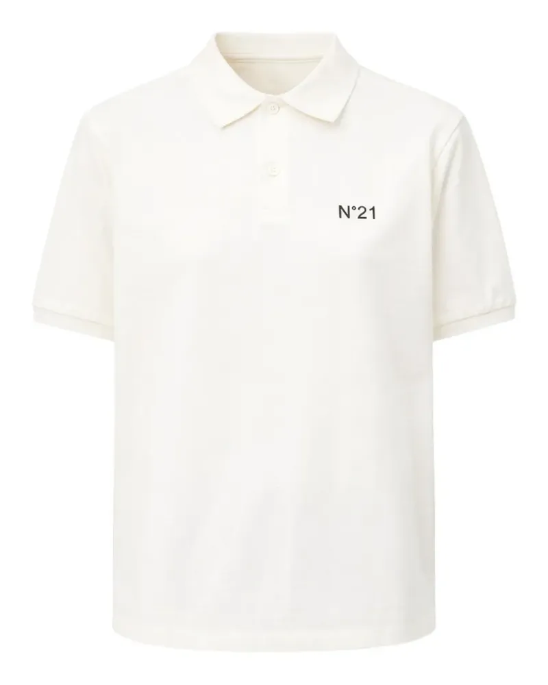 N° 21 logo-embroidered short-sleeve polo shirt - Nude Nude