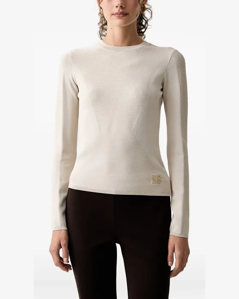 Armani Exchange logo-patch ribbed-panel sweater - Nude Nude
