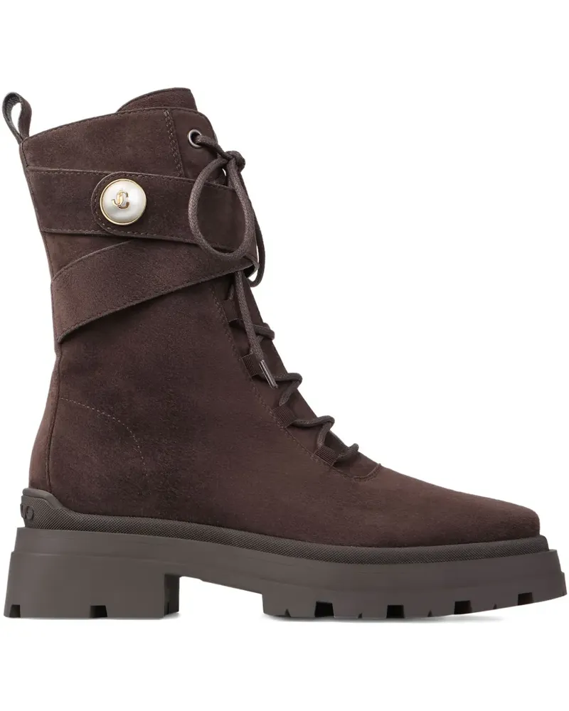 Jimmy Choo Noemi Bikerstiefel mit Schnürung 45mm - Braun Braun