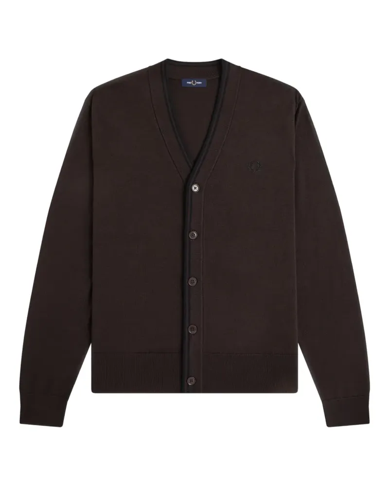 Fred Perry Cardigan mit Kontrastkanten und Logo-Stickerei - Braun Braun