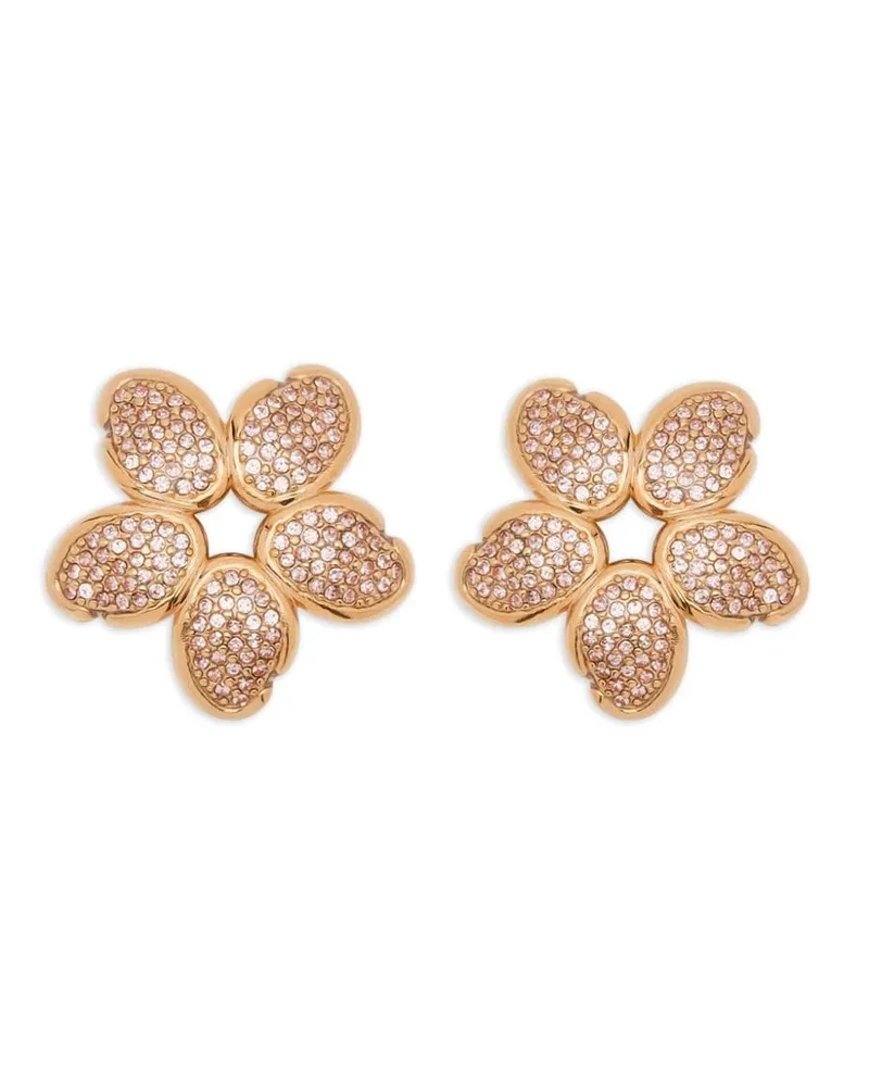 Oscar de la Renta Crystal O Flower Ohrringe - Gold Gold