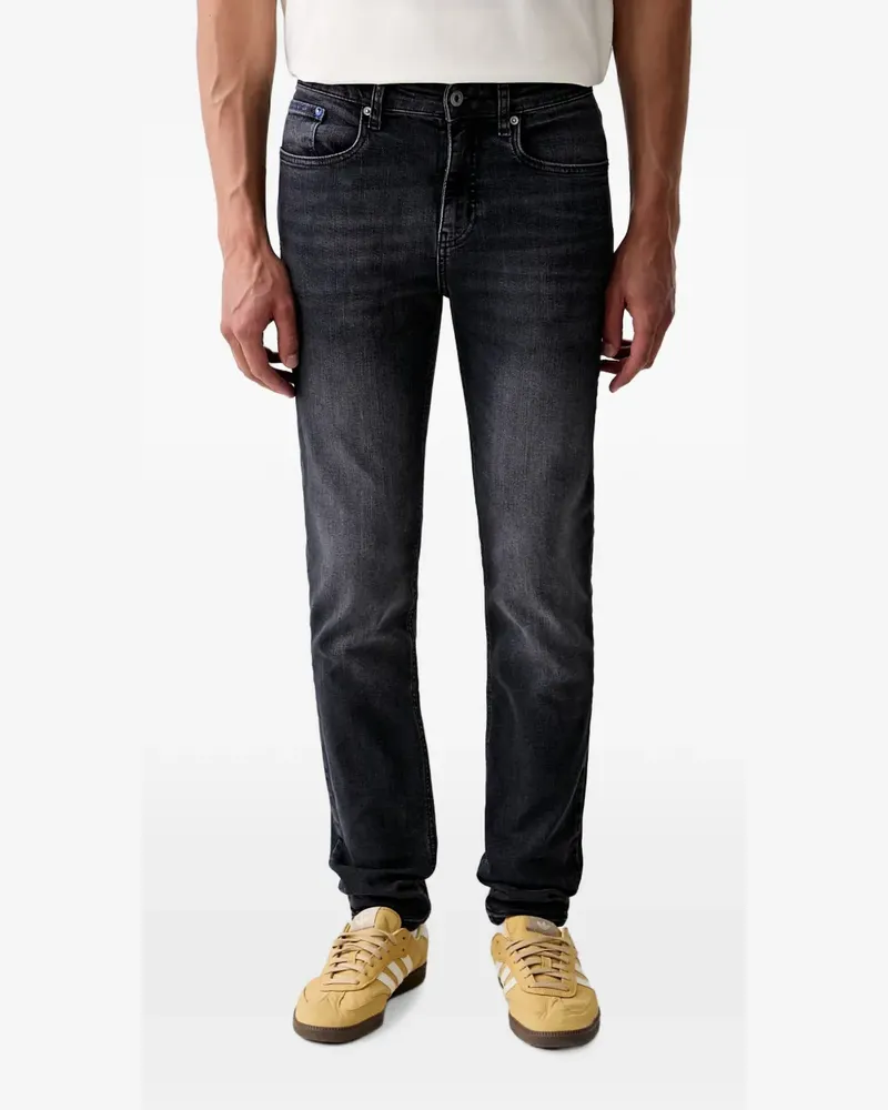 Karl Lagerfeld logo-print whiskered slim-fit jeans - Schwarz Schwarz