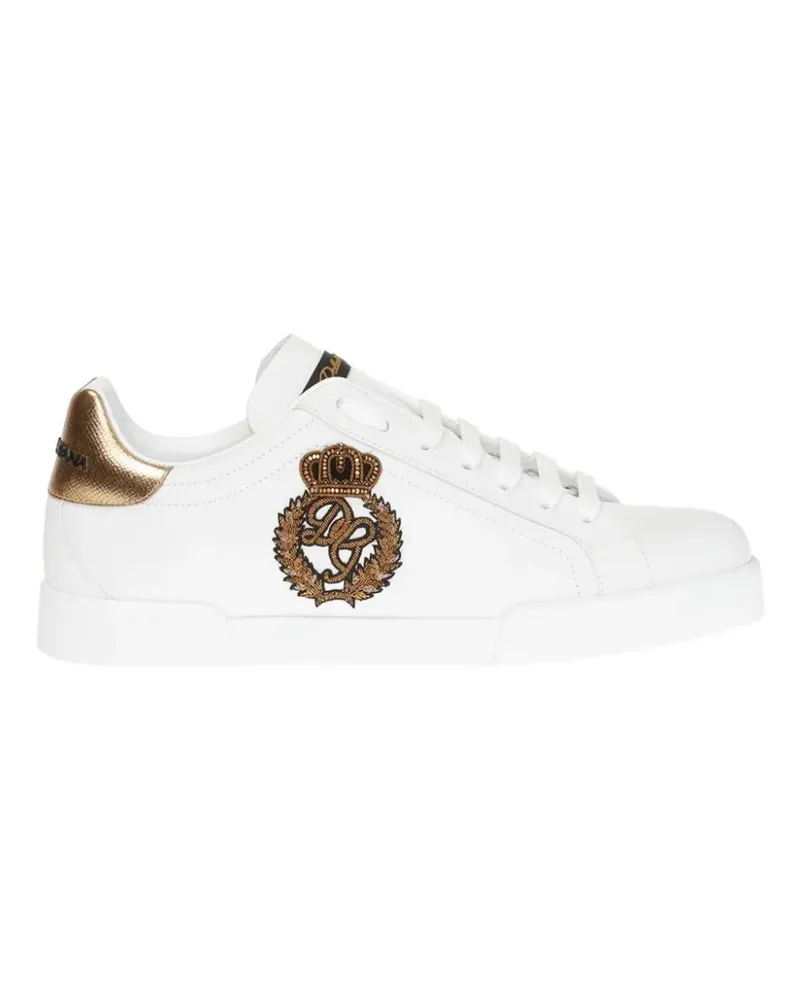 Dolce & Gabbana Portofino Sneakers mit Kronen-Patch - Weiß Weiß