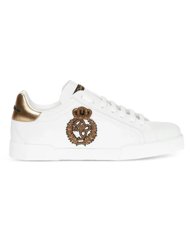Dolce & Gabbana Portofino Sneakers mit Kronen-Patch - Weiß Weiß