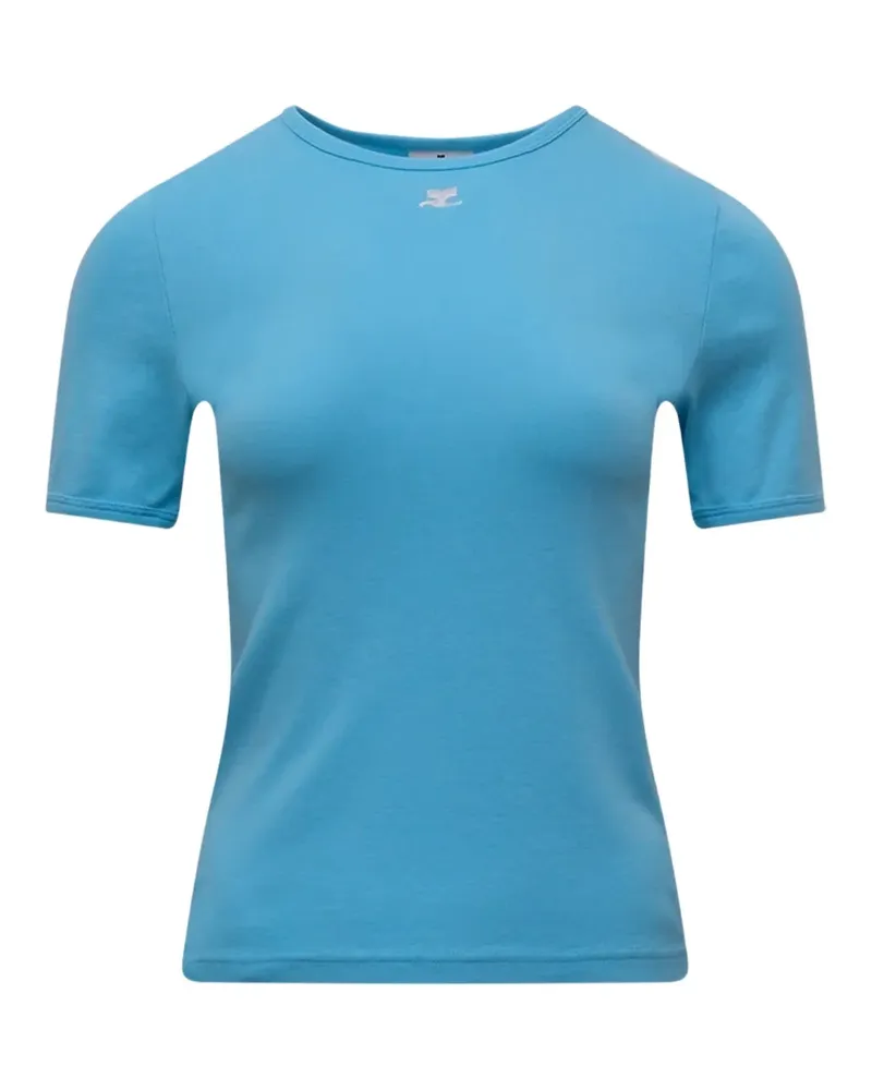 Courrèges logo-embroidered T-shirt - Blau Blau
