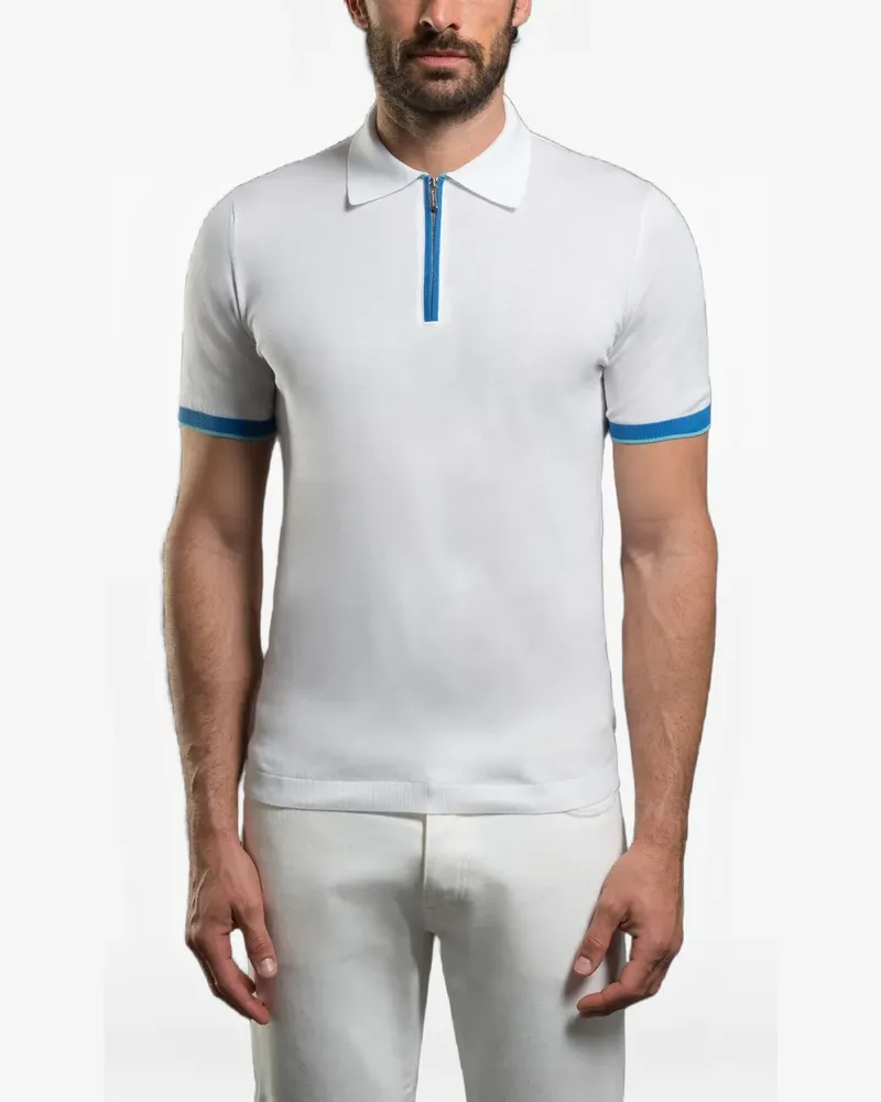 MOORER Poloshirt mit Reißverschluss - Weiß Weiß