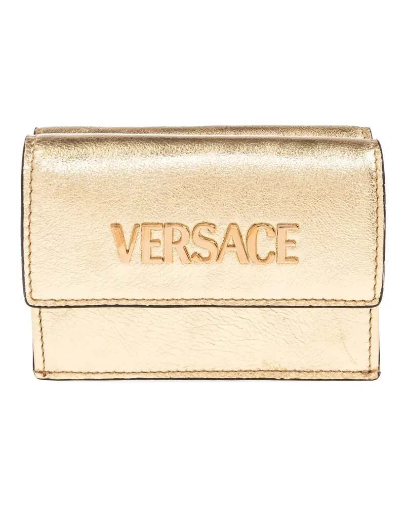Versace Portemonnaie mit Logo-Schild - Gold Gold