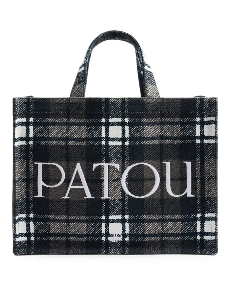 Patou medium check logo-print tote bag - Grau Grau