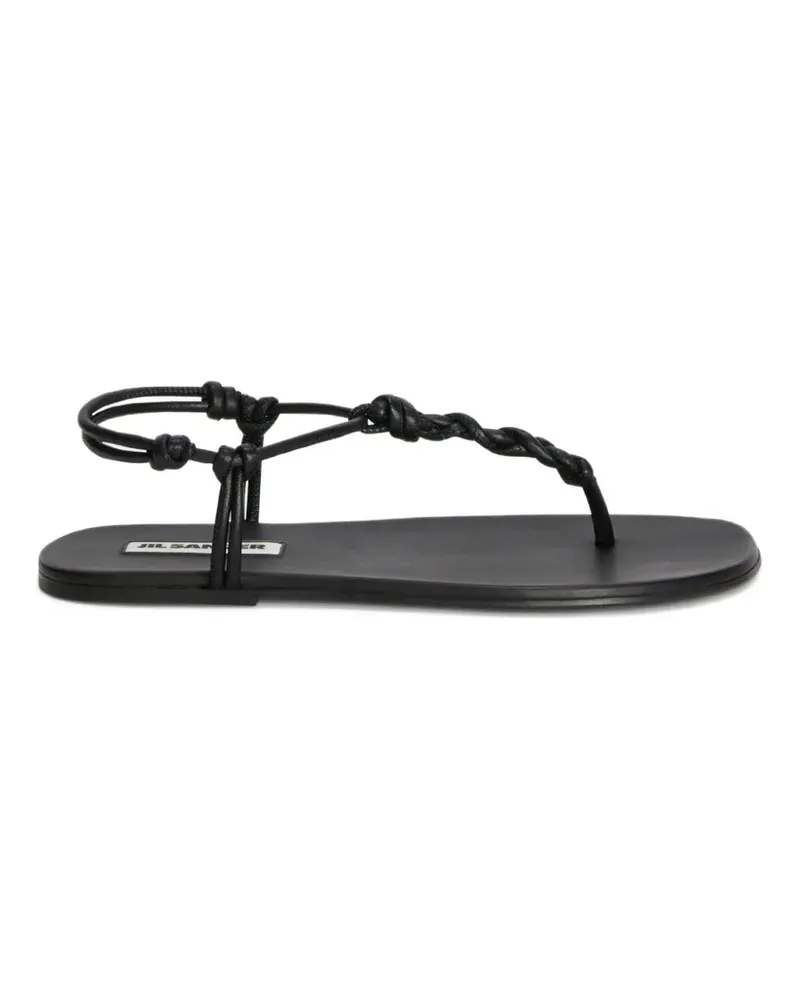 Jil Sander Flache Sandalen mit geknotetem Riemen - Schwarz Schwarz