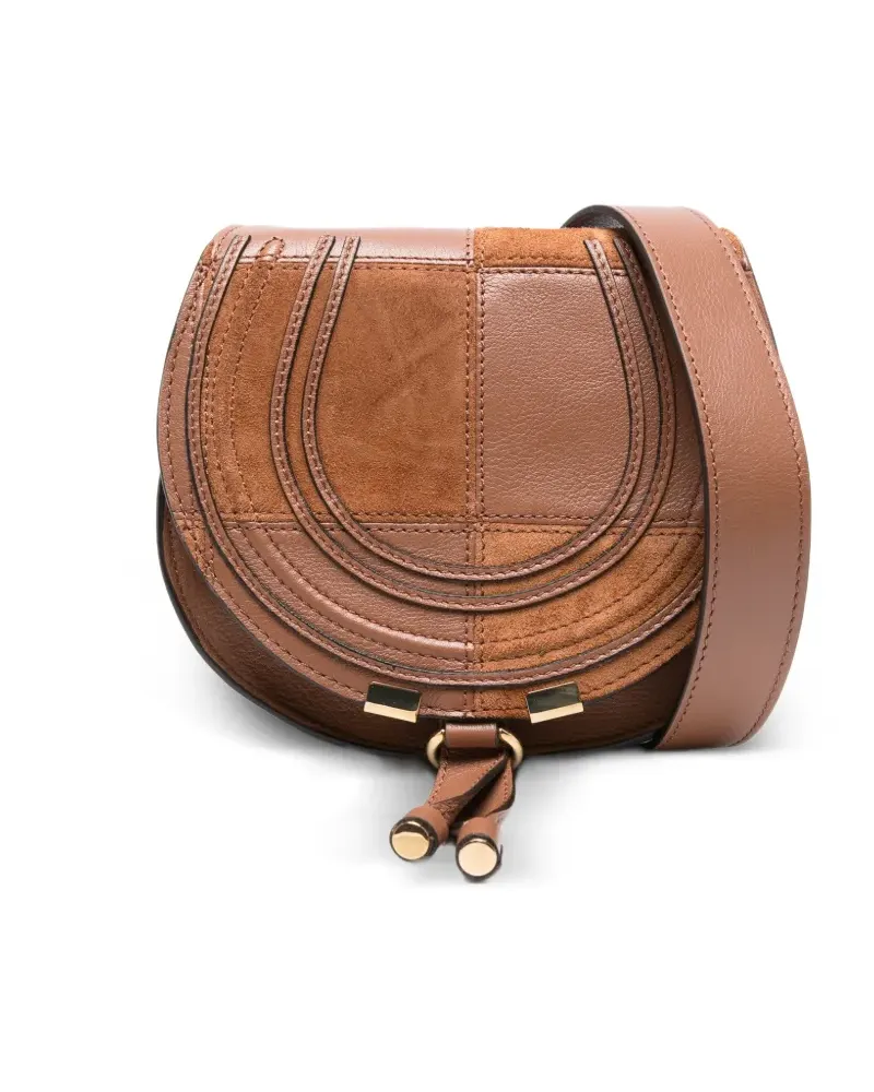 Chloé suede grained leather marcie crossbody bag - Braun Braun