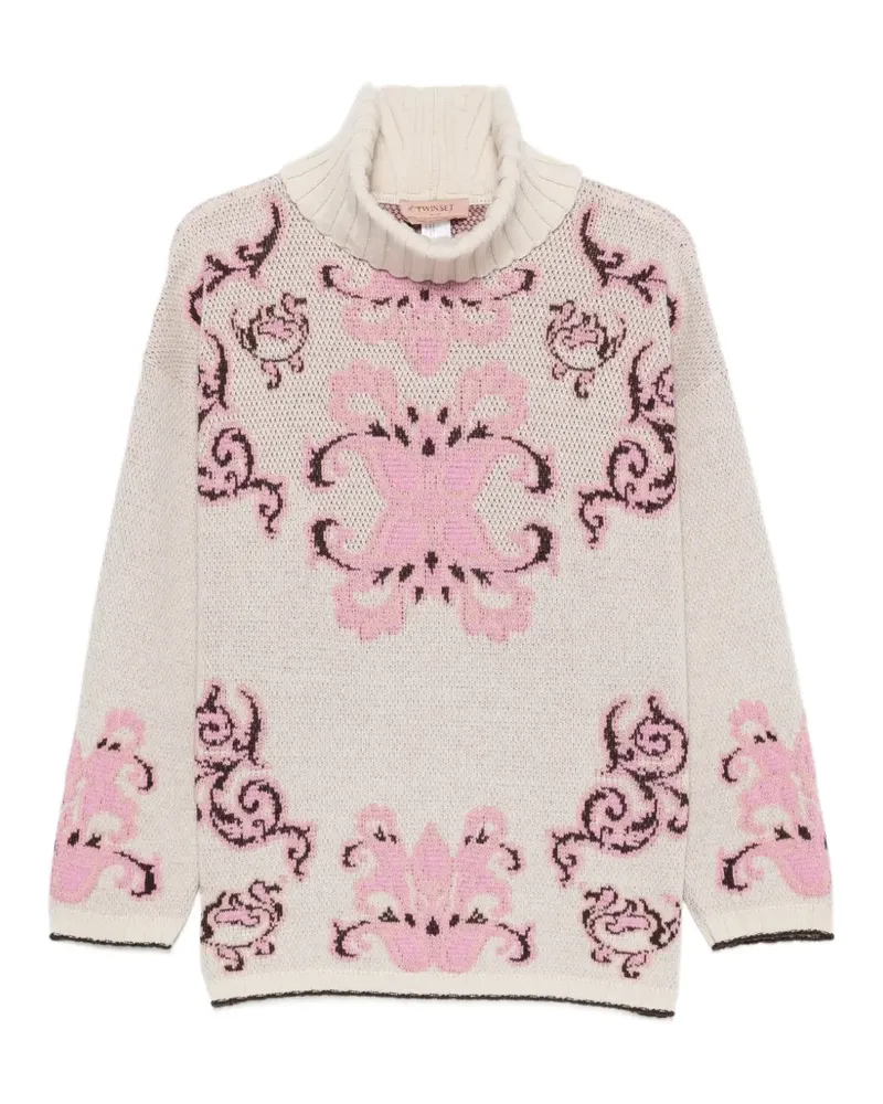 Twin-Set Rollkragenpullover aus Intarsien-Strick - Nude Nude