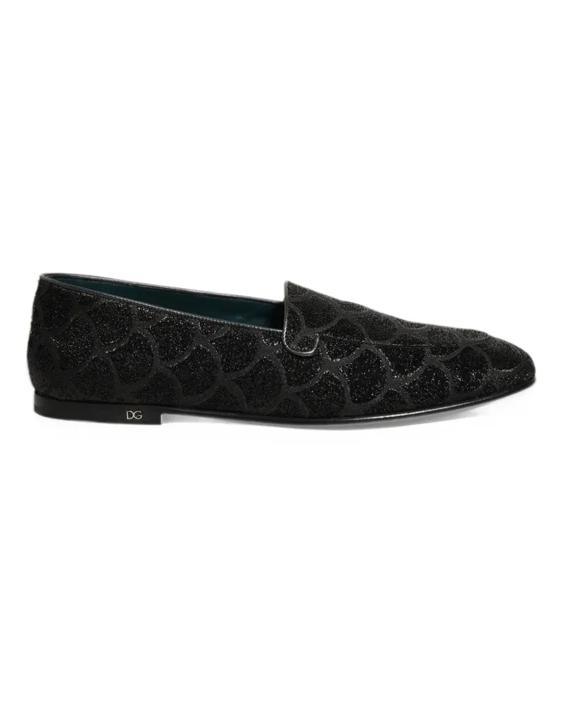 Dolce & Gabbana black glitter brocade loafers - Schwarz Schwarz