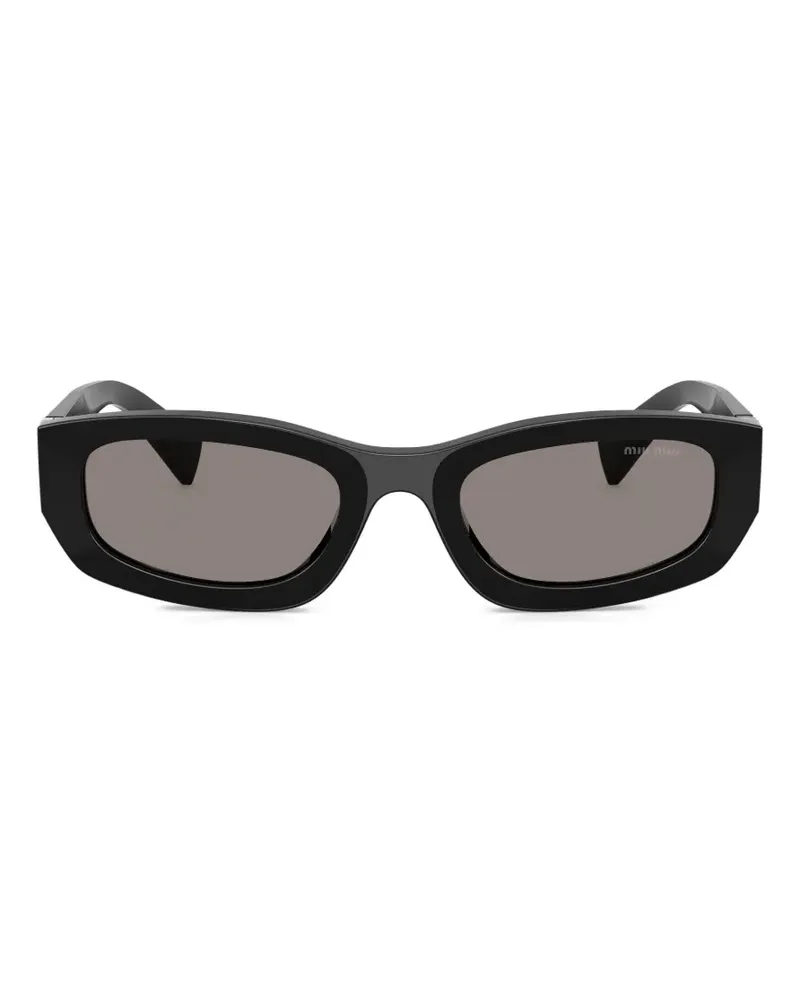 Miu Miu Eckige Sonnenbrille mit Logo - Schwarz Schwarz